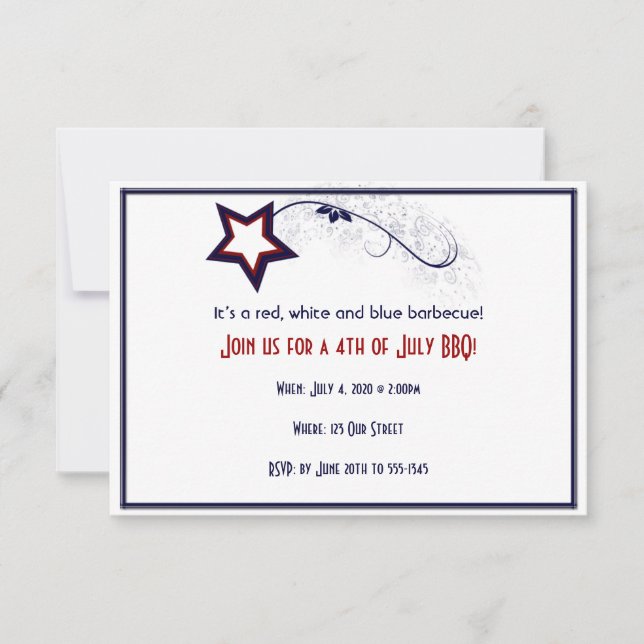 4th of July Patriotic Star Light Invitation (Front)