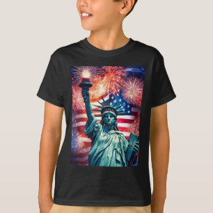 4th Of July Patriotic Statute Of Liberty Us Flag C T-Shirt
