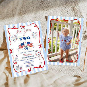 4th of July Patriotic Theme 2nd Birthday Invite