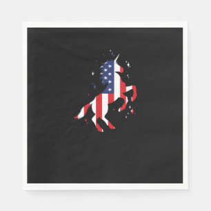 4th Of July Patriotic Unicorn USA Flag For Girls K Napkin