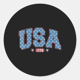 4th Of July Patriotic Us Flag Usa Est 1776  Classic Round Sticker