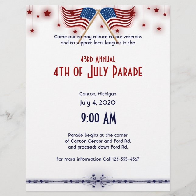 4th of July Patriotic US Flags and Stars Flyer (Front)