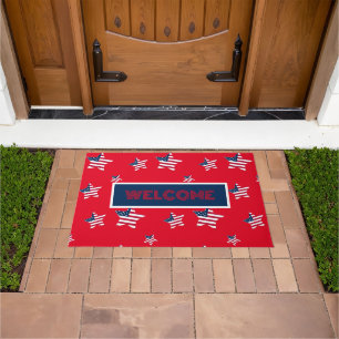 4th of July patriotic USA america flag star party Doormat