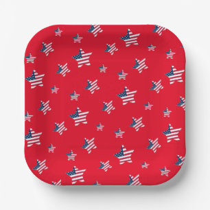 4th of July patriotic USA america flag star party Paper Plate