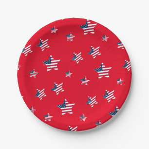 4th of July patriotic USA america flag star party Paper Plate