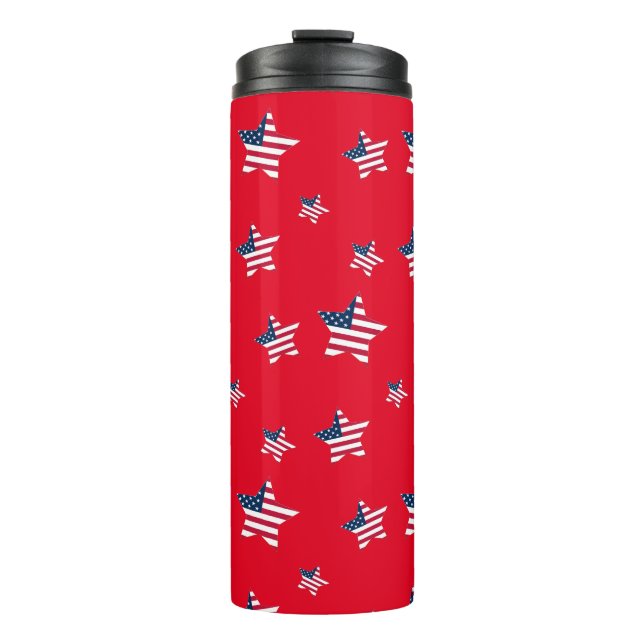 4th of July patriotic USA america flag star party Thermal Tumbler (Front)