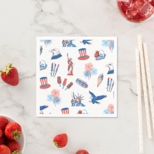 4th of July Patriotic Watercolor Party Napkin