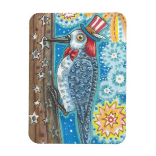 4TH OF JULY PATRIOTIC WOODPECKER MAGNET