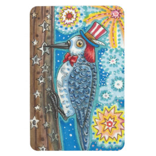 4TH OF JULY PATRIOTIC WOODPECKER MAGNET Large