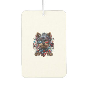 4th of July Patriotic Yorkie Dog US Flag Car Air Freshener