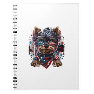 4th of July Patriotic Yorkie Dog US Flag Notebook