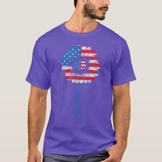 4th Of JULY  PEACE SUNFLOWER American Freedom USA  T-Shirt