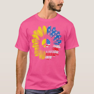 4th of July, Peace Sunflower American Freedom USA T-Shirt
