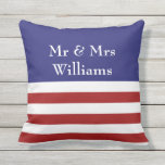 4th of July Personalised Outdoor Pillow<br><div class="desc">This red,  white & blue outdoor pillow,  is easy to personalise with a family name or newlywed's name,  making it a great accessory for a front porch,  deck,  patio,  pool area or outdoor sweetheart table. This pillow is perfect for a 4th of July Party or Wedding.</div>