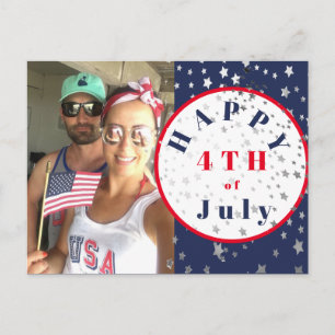 4th of July Photo Red White Blue Stars Postcard