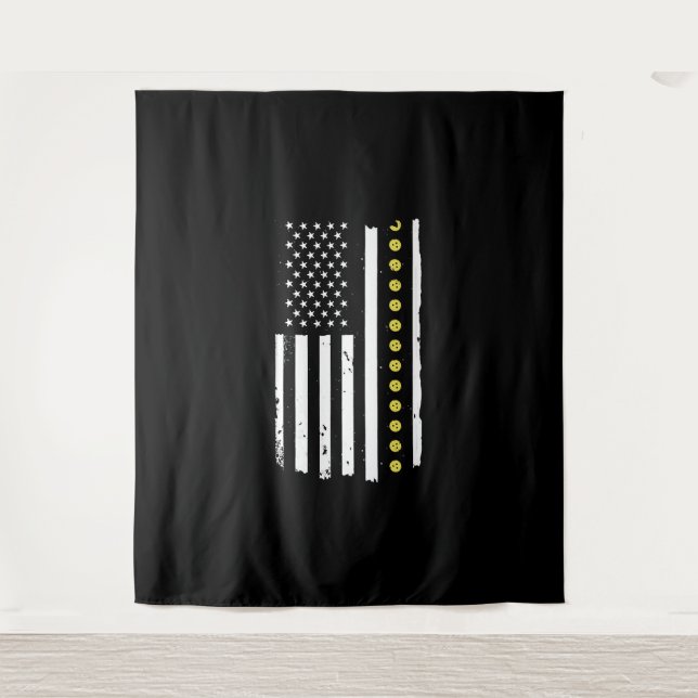 4th of July Pickleball Patriotic Flag Gifts Tapestry (Front)