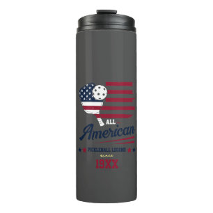 4th of July Pickleball USA Independence Day Gift Thermal Tumbler