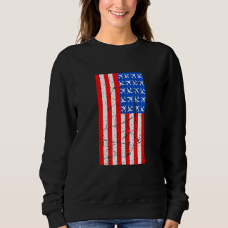 4th Of July Pilot Aeroplane American Flag Aviation Sweatshirt