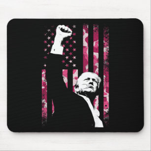 4th Of July Pink Camo Camouflage Us Flag Fist Figh Mouse Mat