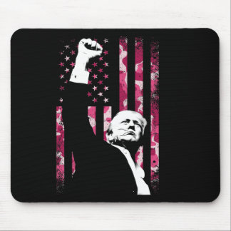 4th Of July Pink Camo Camouflage Us Flag Fist Figh Mouse Mat