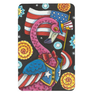 4TH OF JULY PINK FLAMINGO, UNCLE SAM MAGNET Lg.