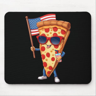 4th Of July Pizza Slice Patriotic Aamerican Flag Mouse Mat