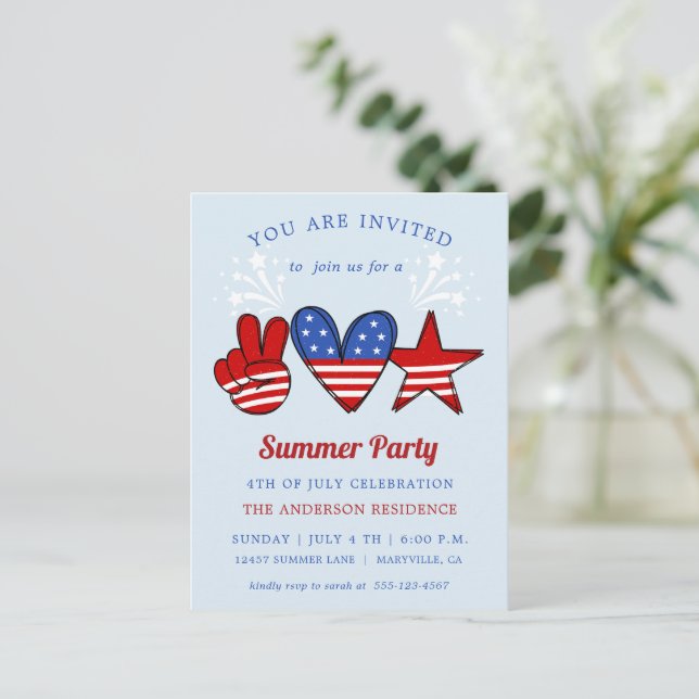 4th of July Pool And Ice Cream Party Invitation Po Postcard (Standing Front)