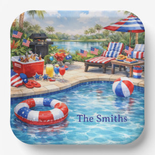 4th of July Pool Party in Florida Paper Plate