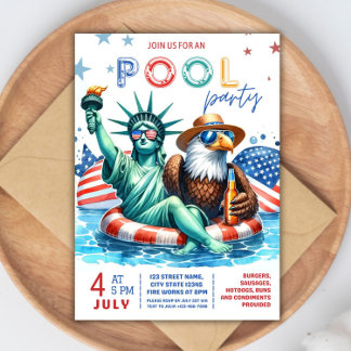 4th of July Pool Party Invitation - Independence