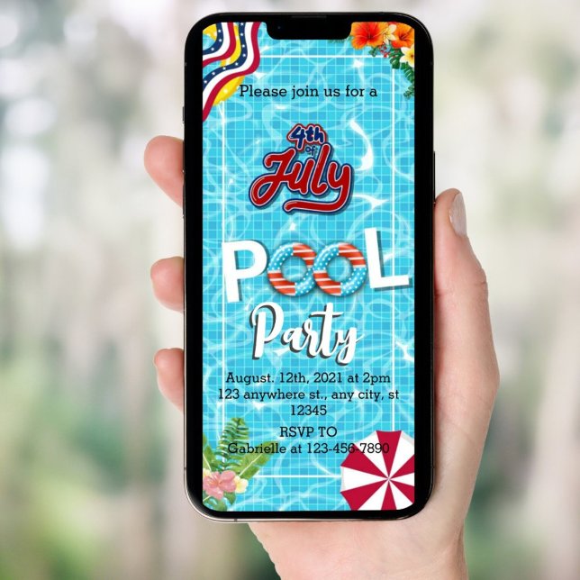4th of july Pool party Phone invitations (Creator Uploaded)