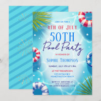 4th of July Pool Party Woman Trendy 50th Birthday