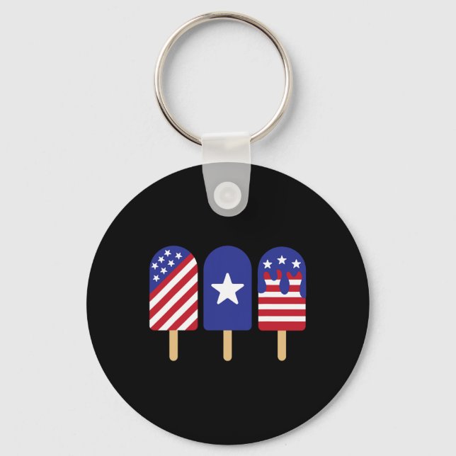 4th Of July Popsicle American Flag Patriotic Summe Key Ring (Front)