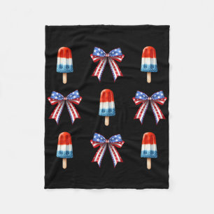 4th Of July Popsicle Bows Coquette American Flag P Fleece Blanket