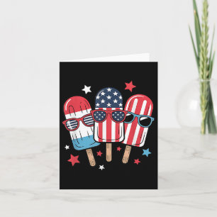 4th Of July Popsicle Boys Girls Kids American Flag Card