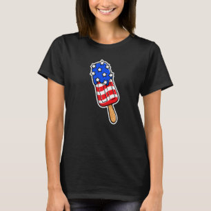 4th Of July Popsicle Flag Red White Blue Cool Amer T-Shirt