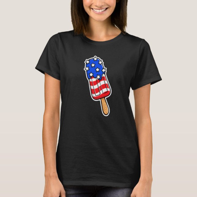 4th Of July Popsicle Flag Red White Blue Cool Amer T-Shirt (Front)