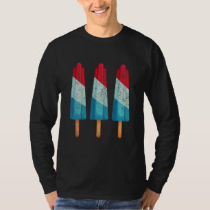 4th Of July Popsicle Ice Cream Red White Blue Amer T-Shirt