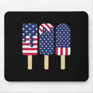 4th of July Popsicle Patriotic American Flag Memor Mouse Mat