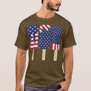 4th of July Popsicle Patriotic American Flag Memor T-Shirt