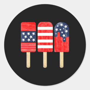 4th Of July Popsicle Red White Blue American Flag  Classic Round Sticker