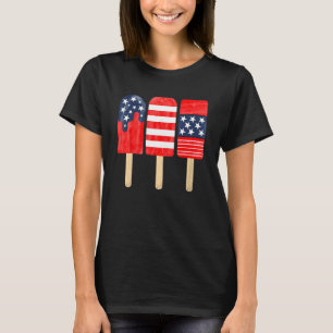 4th of July Popsicle Red White Blue American Flag  T-Shirt