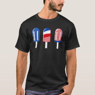 4th Of July Popsicle Red White Blue American Flag T-Shirt