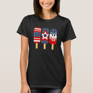 4th Of July Popsicle Red White Blue American Flag  T-Shirt