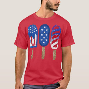4th of July Popsicle Red White Blue American Flag T-Shirt