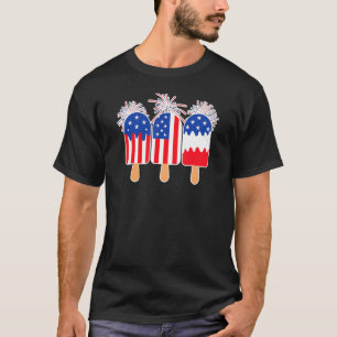 4th Of July Popsicle Red White Blue American Flag  T-Shirt