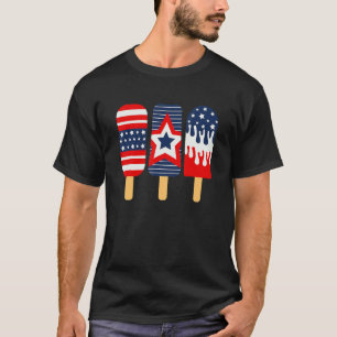 4th Of July Popsicle Red White Blue American Flag T-Shirt