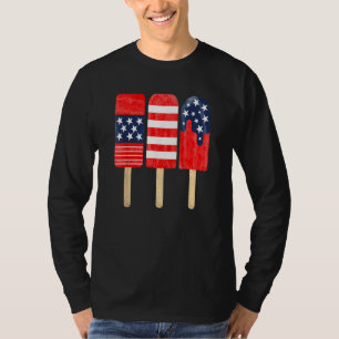 4th Of July Popsicle Red White Blue American Flag T-Shirt