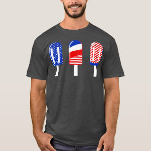 4th of July Popsicle Red White Blue American Flag T-Shirt