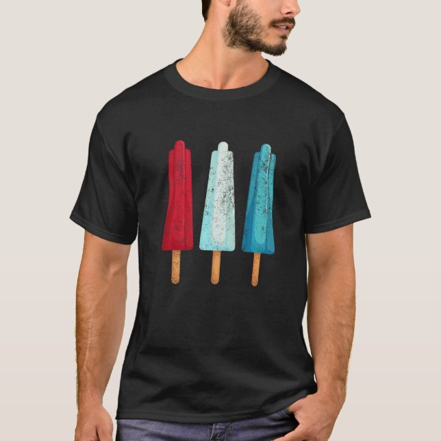 4th Of July Popsicle Red White Blue American Usa I T-Shirt (Front)