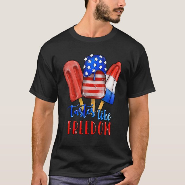 4th Of July Popsicle Red White Blue Ice Cream Amer T-Shirt (Front)